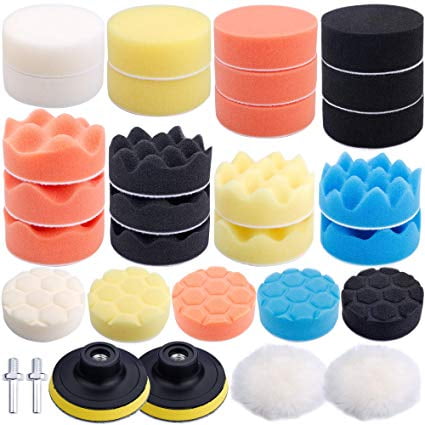 31 Pcs Car Foam Drill Polishing Pad Kit 3 Inch Buffing Pads,Sponge Set